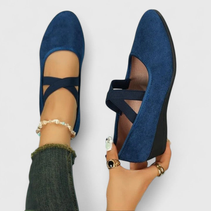 Esme | Cross Strap Elastic Mary Jane Flats